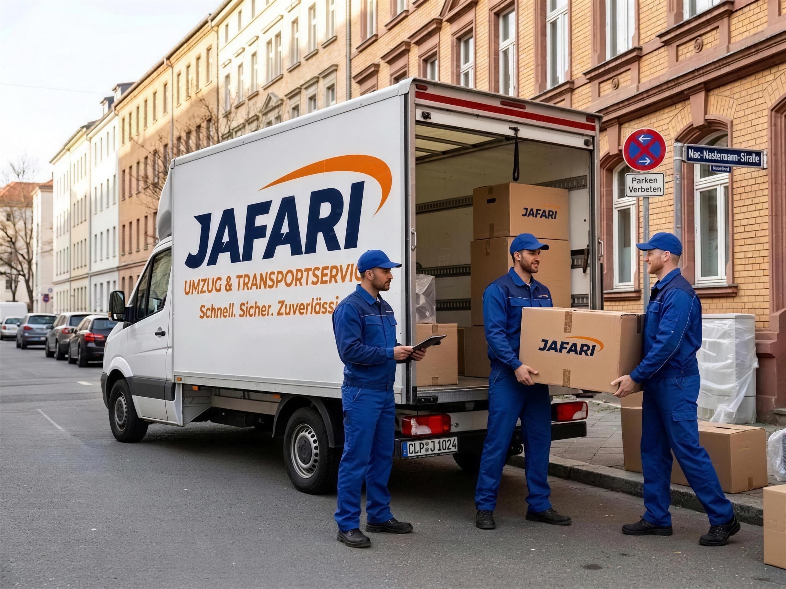 Jafari Umzug & Transportservice – Team mit Umzugswagen in Cloppenburg